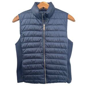 Massimo Dutti Womens Puffer Vest Sz M Navy Blue Softshell Quilted Outdoorsy City